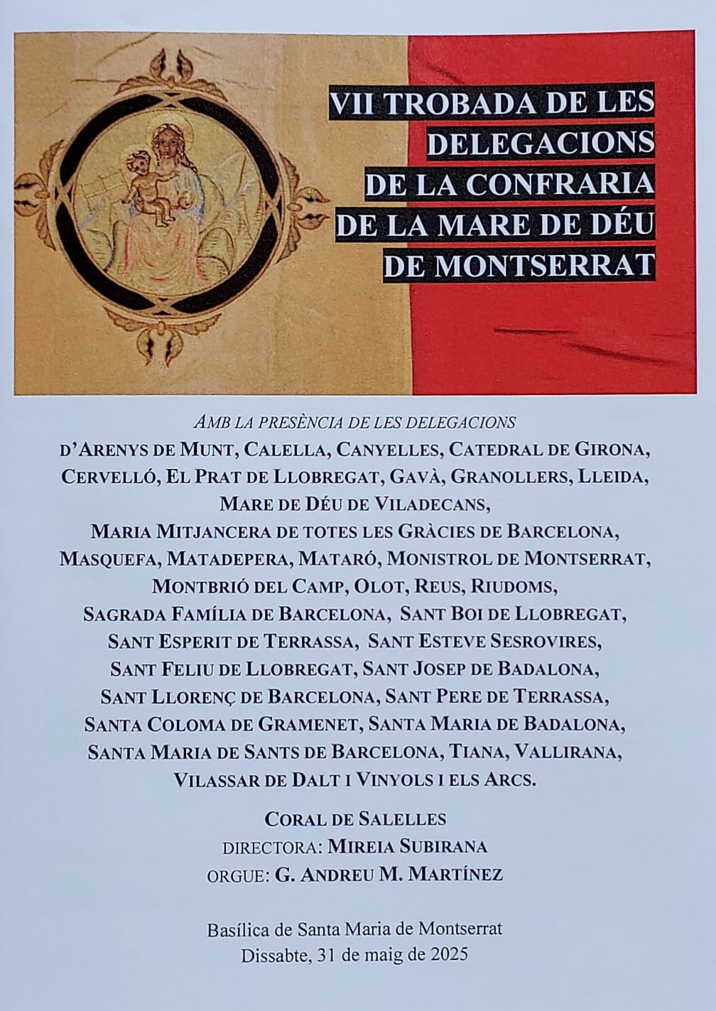2025 – VII TROBADA DE LES DELEGACIONS DE LA CONFRARIA DE LA MARE DE DÉU DE MONTSERRAT